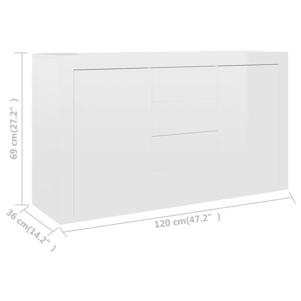 Skänk vit högglans 120x36x69 cm spånskiva - Skänk - Skänkar - Home & Living