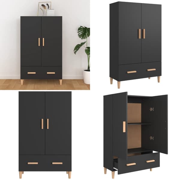 Kaappi musta 70x31x115 cm tekninen puu - Kaappi - Kaapit - Home & Living