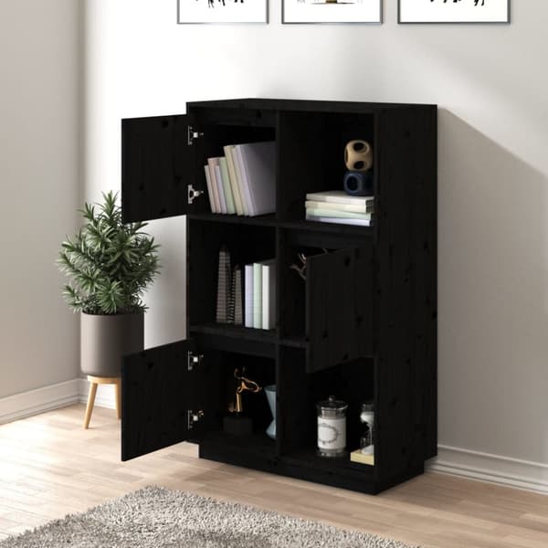 Kaappi musta 74x35x117 cm täysi mänty - Kaappi - Kaapit - Home & Living