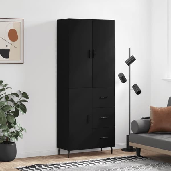 Højskab 69,5x34x180 cm konstrueret træ sort - Højskab - Højskabe - Home & Living