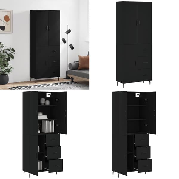 Højskab 69,5x34x180 cm konstrueret træ sort - Højskab - Højskabe - Home & Living
