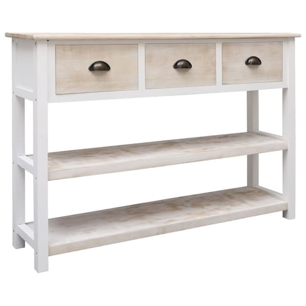 Skänk vit och brun 108x30x76 cm massivt kejsarträ - Skänk - Skänkar - Home & Living