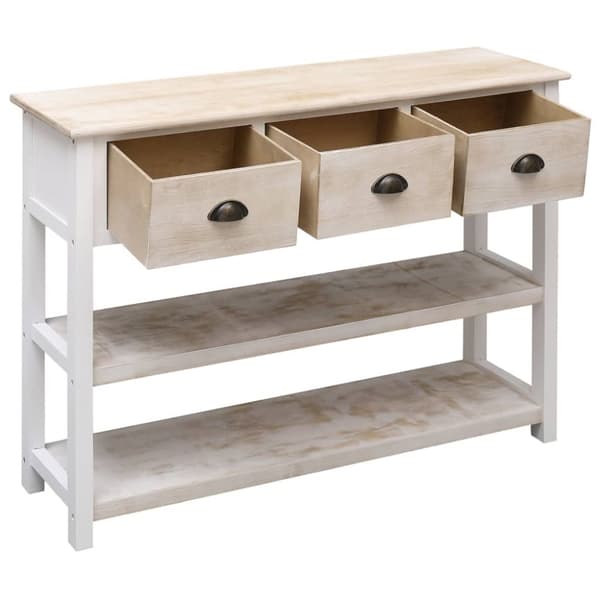 Skänk vit och brun 108x30x76 cm massivt kejsarträ - Skänk - Skänkar - Home & Living