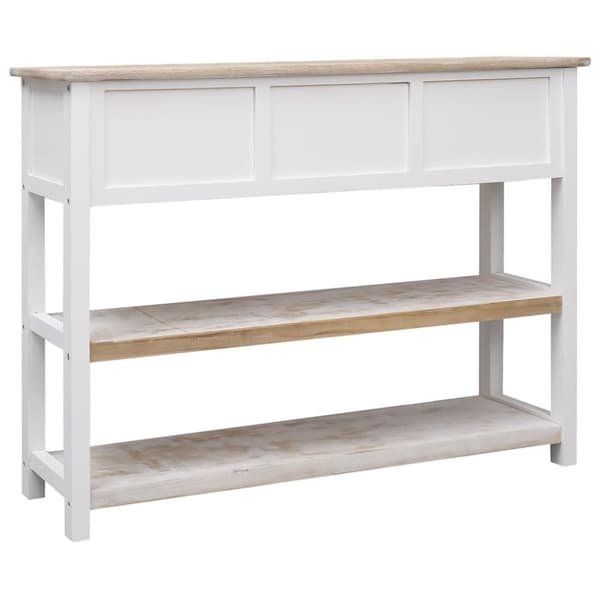Skänk vit och brun 108x30x76 cm massivt kejsarträ - Skänk - Skänkar - Home & Living