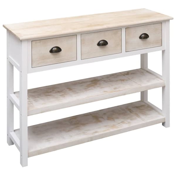 Skänk vit och brun 108x30x76 cm massivt kejsarträ - Skänk - Skänkar - Home & Living