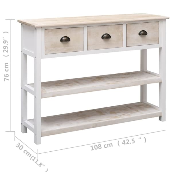 Skänk vit och brun 108x30x76 cm massivt kejsarträ - Skänk - Skänkar - Home & Living