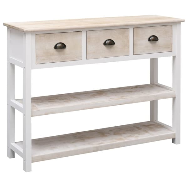 Skänk vit och brun 108x30x76 cm massivt kejsarträ - Skänk - Skänkar - Home & Living