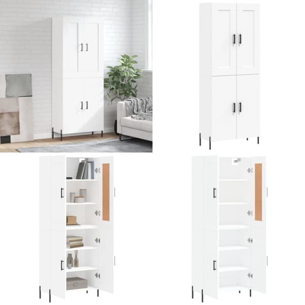 Högskåp vit 69,5x34x180 cm konstruerat trä - Högskåp - Trähögskåp - Home & Living