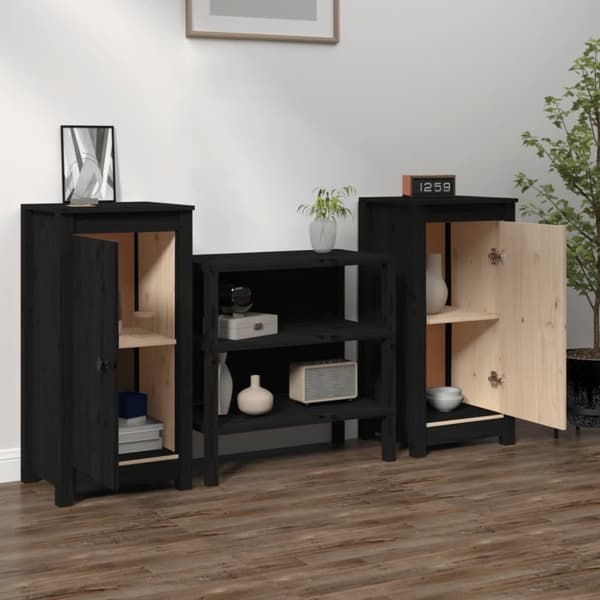 Senkit 2 kpl musta 40x35x80 cm täysi mänty - Senkki - Senkit - Home & Living