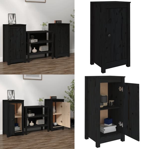 Senkit 2 kpl musta 40x35x80 cm täysi mänty - Senkki - Senkit - Home & Living