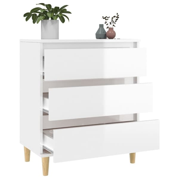 Byrå vit högglans 60x35x70 cm konstruerat trä - Skänk - Skänkar - Home & Living