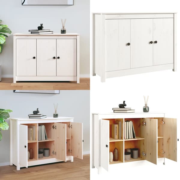 Skänk vit 100x35x74 cm massiv furu - Skänk - Skänkar - Home & Living