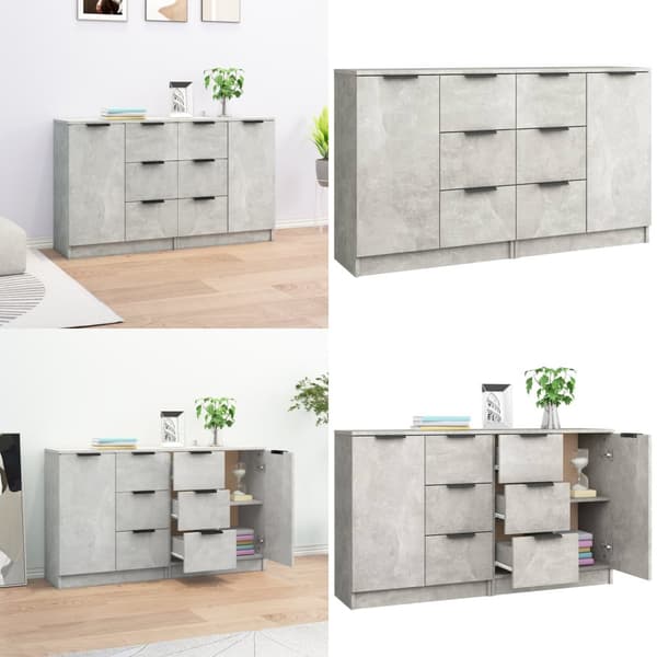 Skænke 2 stk. 60x30x70 cm konstrueret træ betongrå - Skænk - Skænke - Home & Living