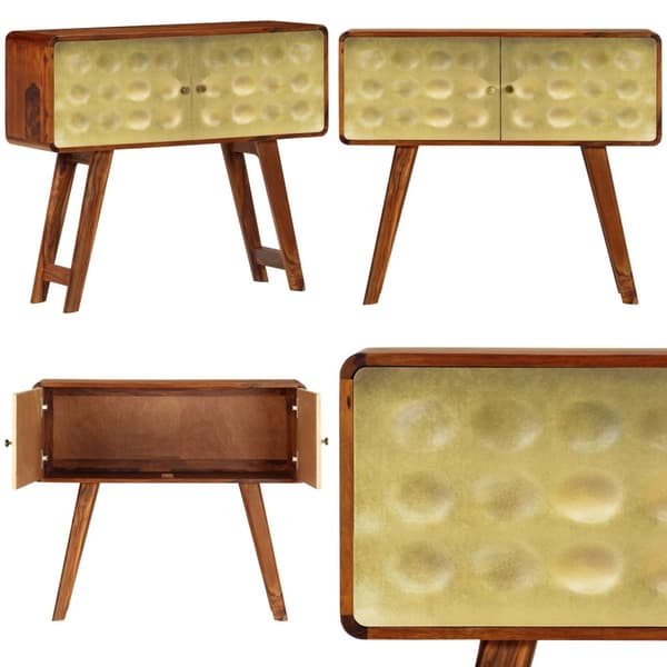Sivupöytä täysi seesampuu kultaisella kuviolla 90x30x77 cm - Sivupöytä - Sivupöydät - Home & Living