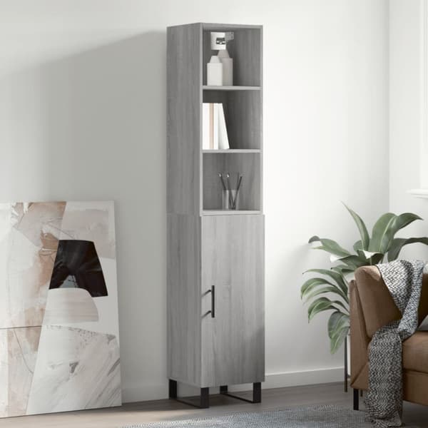 Højskab 34,5x34x180 cm konstrueret træ grå sonoma-eg - Højskab - Højskabe - Home & Living
