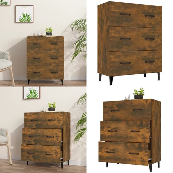 Skänk rökfärgad ek 69,5x34x90 cm konstruerat trä - Byrå - Byråer - Home & Living