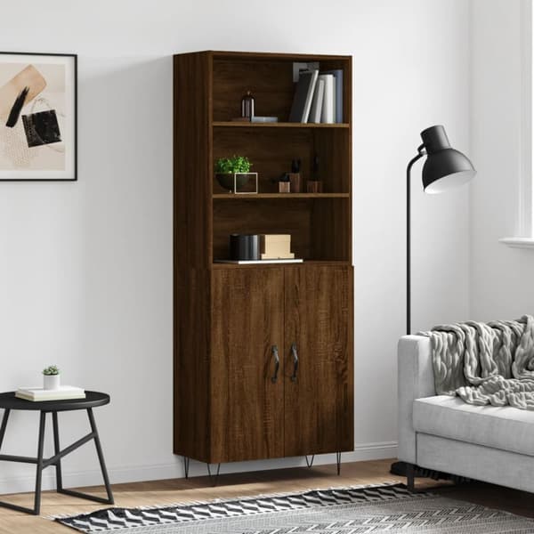 Højskab 69,5x34x180 cm konstrueret træ brun egetræsfarve - Højskab - Højskabe - Home & Living