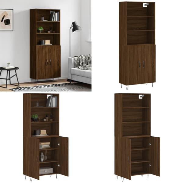Højskab 69,5x34x180 cm konstrueret træ brun egetræsfarve - Højskab - Højskabe - Home & Living