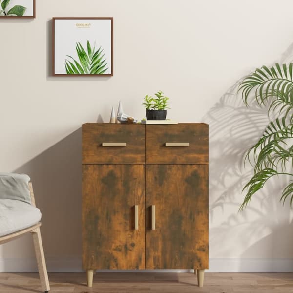 Skänk rökfärgad ek 69,5x34x89 cm konstruerat trä - Byrå - Byråer - Home & Living