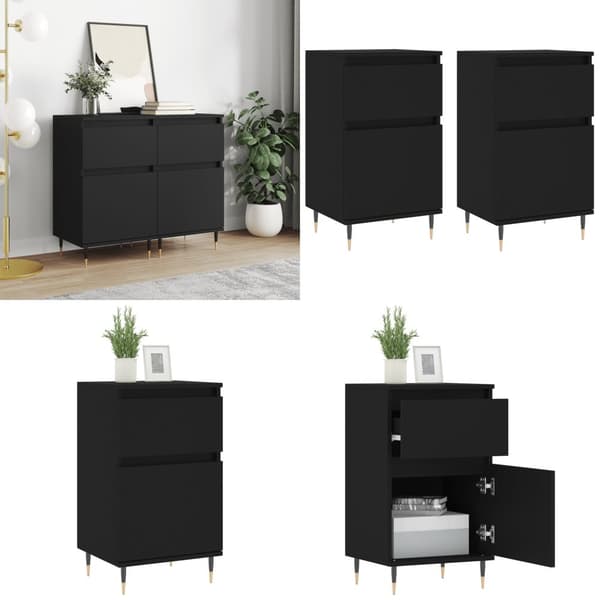 Skænke 2 stk. 40x35x70 cm konstrueret træ sort - Skænk - Skænke - Home & Living