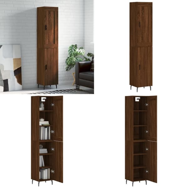 Skab 34,5x34x180 cm konstrueret træ brun egetræsfarve - Højskab - Højskabe - Home & Living