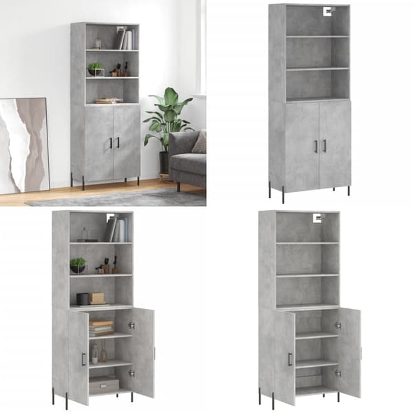 Højskab 69,5x34x180 cm konstrueret træ betongrå - Højskab - Højskabe - Home & Living