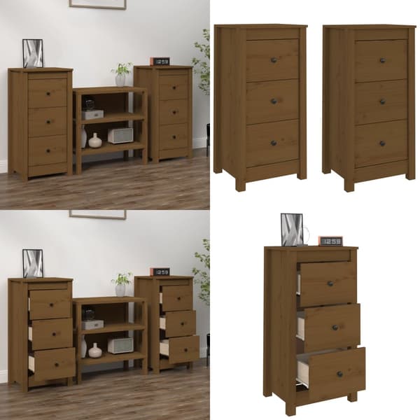 Skänkar 2 st honungsbrun 40x35x80 cm massiv furu - Skänk - Skänkar - Home & Living