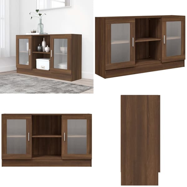Vitrineskab 120x30,5x70 cm konstrueret træ brun egetræsfarve - Vitrineskab - Vitrineskabe - Home & Living