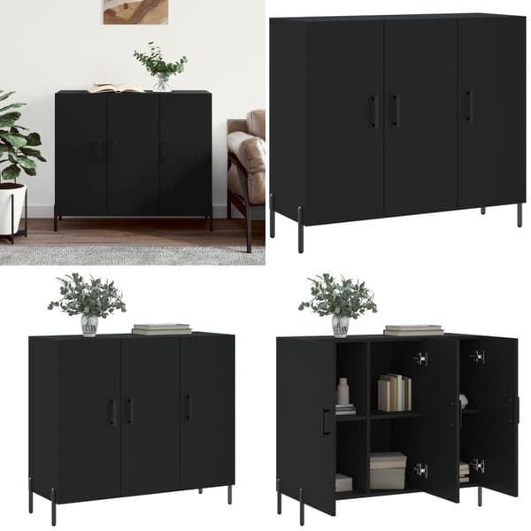 Skab 90x34x80 cm konstrueret træ sort - Skænk - Skænke - Home & Living