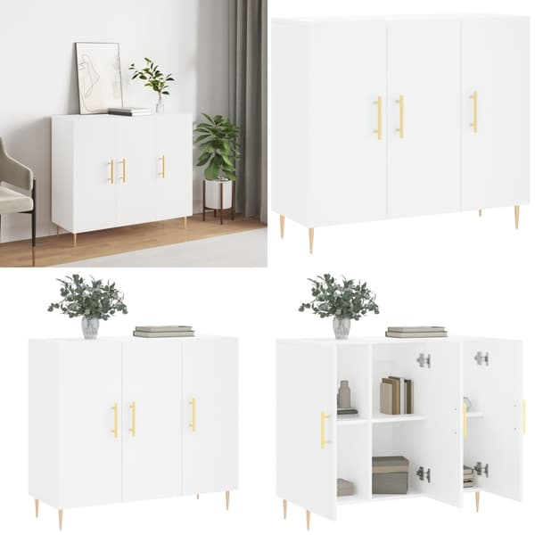 Senkki valkoinen 90x34x80 cm tekninen puu - Senkki - Senkit - Home & Living