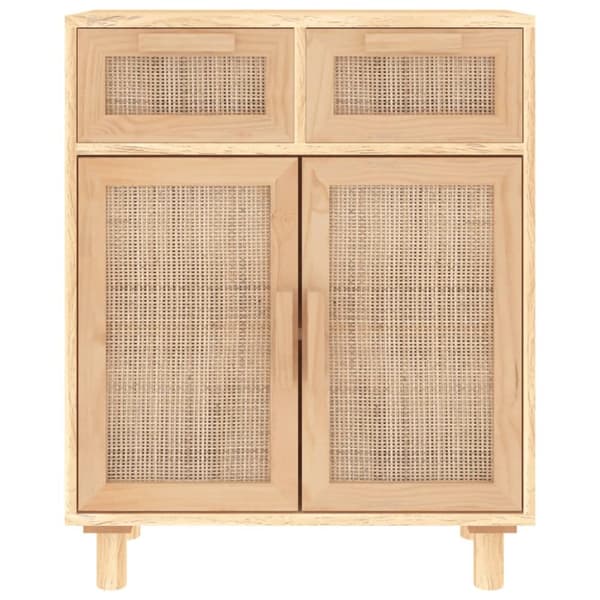 Skænk 60x30x75 cm massivt fyrretræ og naturlig rattan brun - Skab - Skabe - Home & Living
