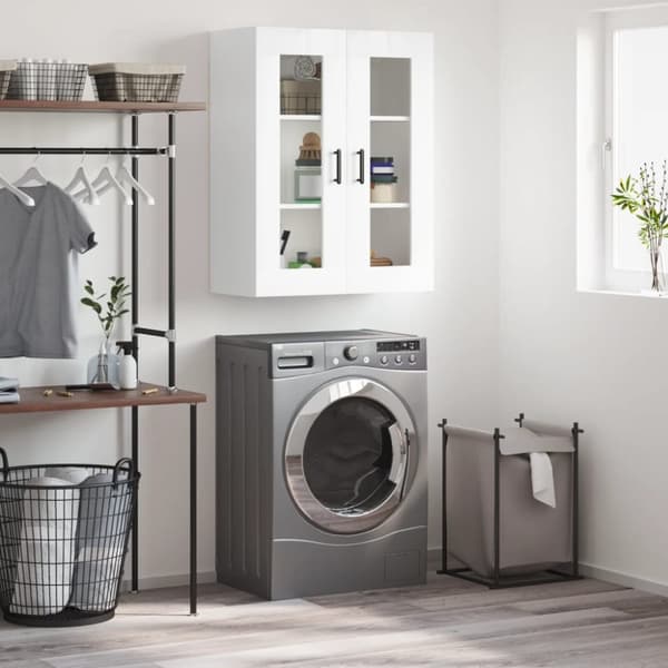 Væghængt skab 69,5x34x90 cm konstrueret træ hvid højglans - Vægskab - Vægskabe - Home & Living