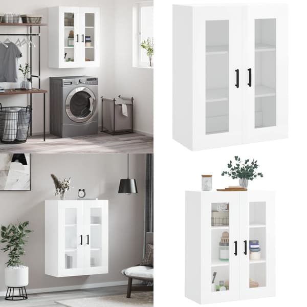Væghængt skab 69,5x34x90 cm konstrueret træ hvid højglans - Vægskab - Vægskabe - Home & Living