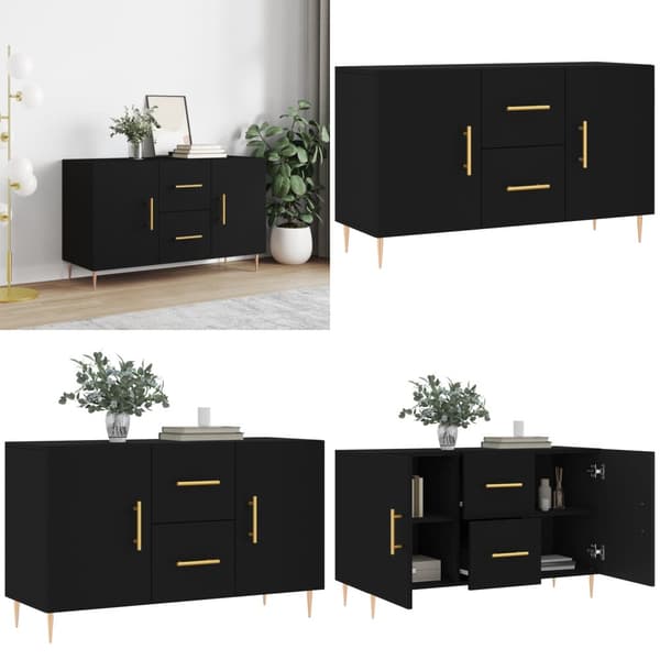 Skænk 100x36x60 cm konstrueret træ sort - Skænk - Skænke - Home & Living