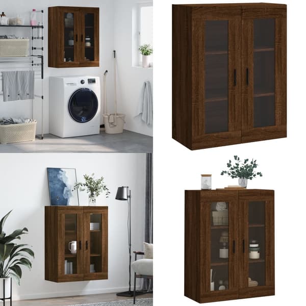 Væghængt skab 69,5x34x90 cm konstrueret træ brun egetræsfarve - Vægskab - Vægskabe - Home & Living