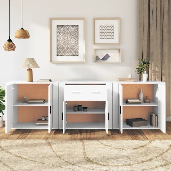Skänk 3 delar Vit konstruerat trä - Skänk - Skänkar - Home & Living