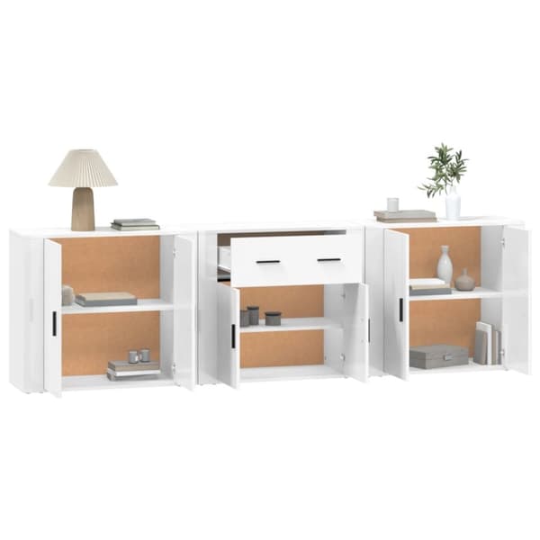 Skänk 3 delar Vit konstruerat trä - Skänk - Skänkar - Home & Living