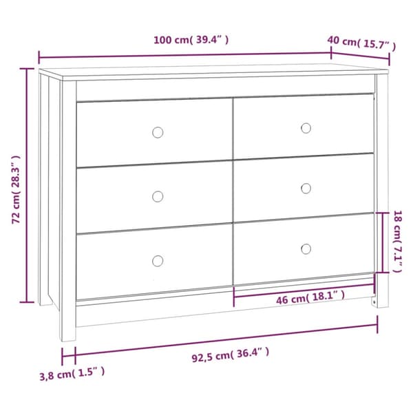 Kommode 100x40x72 cm massivt fyrretræ - Sideskab - Sideskabe - Home & Living