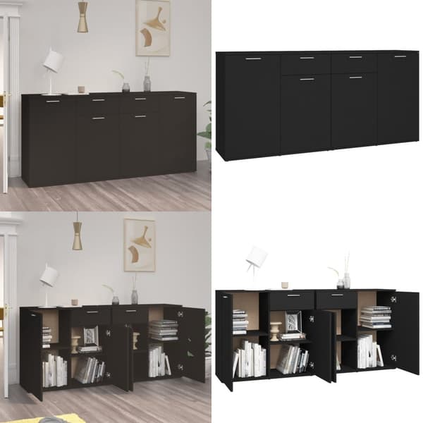 Senkki musta 160x36x75 cm tekninen puu - Senkki - Senkit - Home & Living