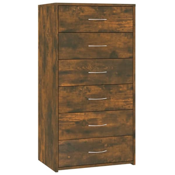 Skænk med 6 skuffer 50x34x96 cm konstrueret træ røget egetræ - Skænk - Skænke - Home & Living
