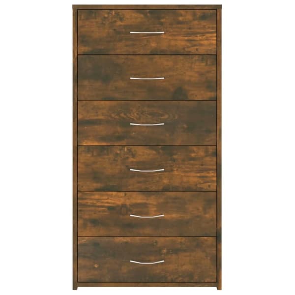 Skænk med 6 skuffer 50x34x96 cm konstrueret træ røget egetræ - Skænk - Skænke - Home & Living