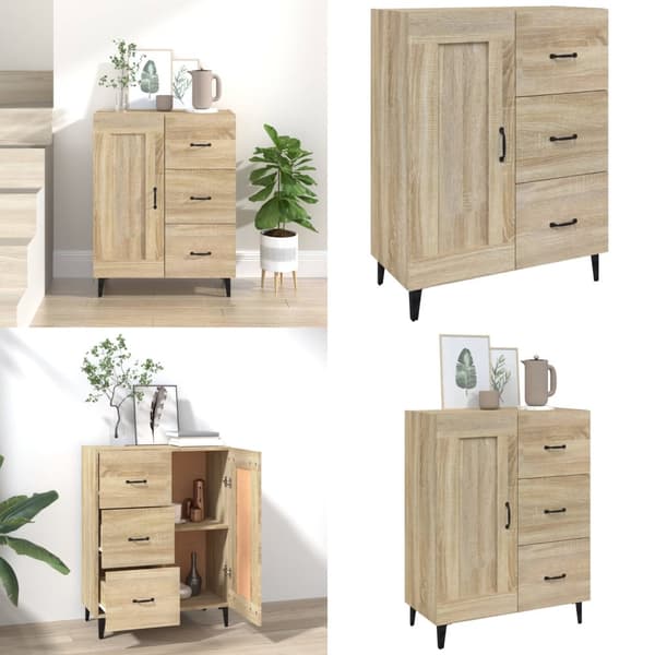 Byrå sonoma-ek 69,5x34x90 cm konstruerat trä - Skänk - Skänkar - Home & Living