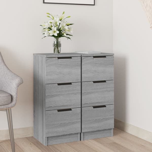 Skænke 2 stk. 30x30x70 cm konstrueret træ grå sonoma-eg - Skænk - Skænke - Home & Living