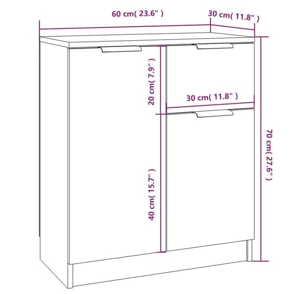 Skænk 60x30x70 cm konstrueret træ hvid - Skænk - Skænke - Home & Living