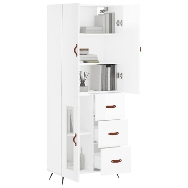 Højskab 69,5x34x180 cm konstrueret træ hvid højglans - Højskab - Højskabe - Home & Living