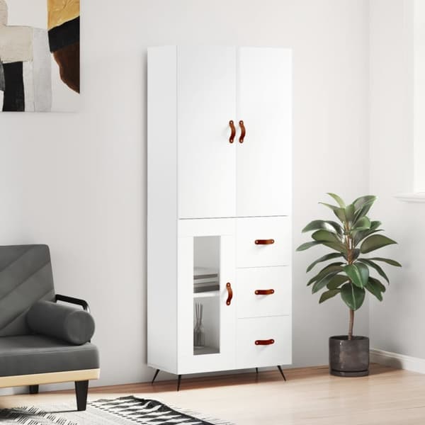 Højskab 69,5x34x180 cm konstrueret træ hvid højglans - Højskab - Højskabe - Home & Living