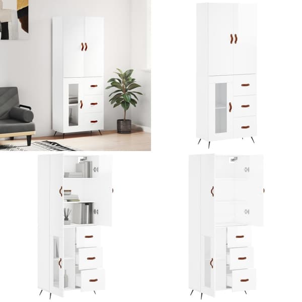 Højskab 69,5x34x180 cm konstrueret træ hvid højglans - Højskab - Højskabe - Home & Living