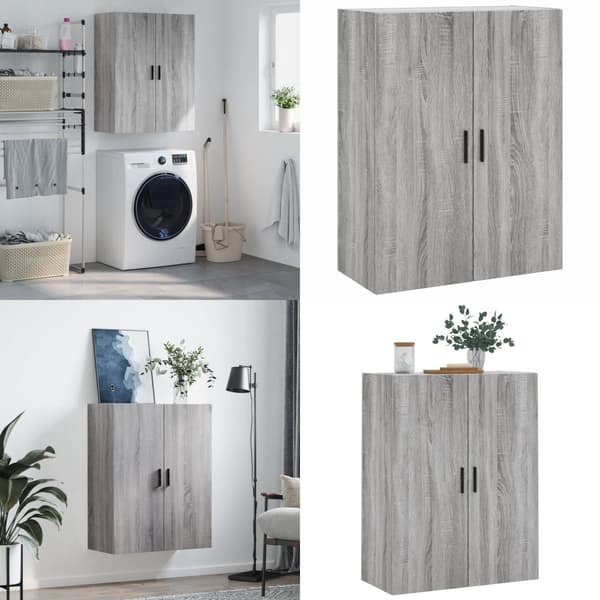 Væghængt skab 69,5x34x90 cm konstrueret træ grå sonoma-eg - Vægskab - Vægskabe - Home & Living