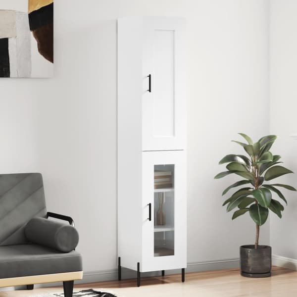Skab 34,5x34x180 cm konstrueret træ hvid højglans - Højskab - Højskabe - Home & Living