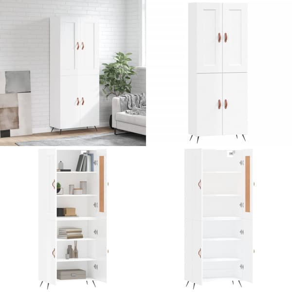 Højskab 69,5x34x180 cm konstrueret træ hvid højglans - Højskab - Højskabe - Home & Living